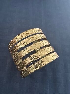 Zara Gold Hammered Multi-Band Cuff Bracelet